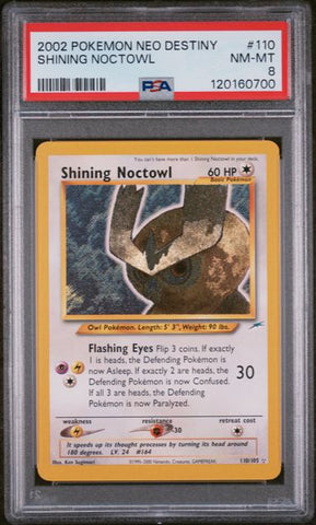 2002 POKEMON NEO DESTINY #110 SHINING NOCTOWL PSA 8 - 700