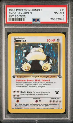 1999 POKEMON JUNGLE #11 SNORLAX-HOLO 1ST EDITION PSA 8 - 049