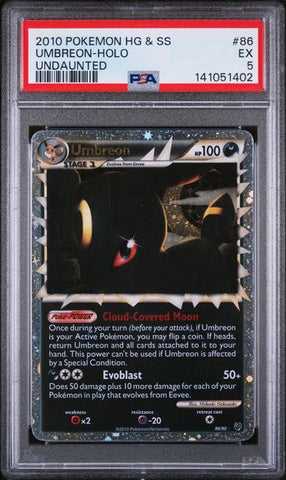 2010 POKEMON HEARTGOLD & SOULSILVER UNDAUNTED #86 UMBREON-HOLO UNDAUNTED PSA 5 - 402