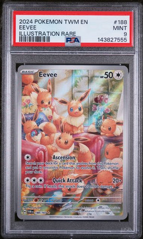 2024 POKEMON TWM EN-TWILIGHT MASQUERADE #188 EEVEE ILLUSTRATION RARE PSA 9 - 555