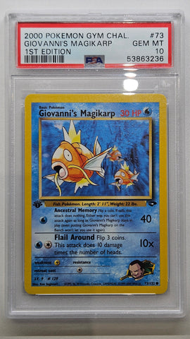 2000 POKEMON GYM CHALLENGE #73 GIOVANNI'S MAGIKARP 1ST EDITION PSA 10 - 236