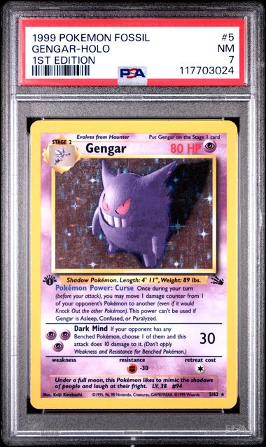 1999 POKEMON FOSSIL GENGAR - HOLO 1ST EDITION