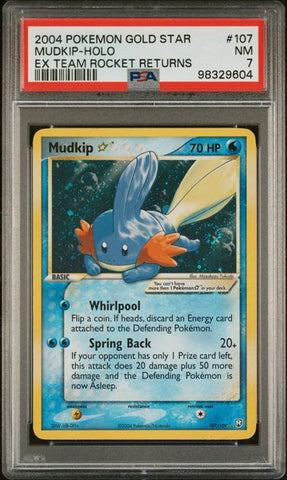2004 POKEMON EX TEAM ROCKET RETURNS #107 MUDKIP-HOLO EX TEAM ROCKET RETURNS PSA 7 - 604