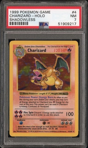 1999 POKEMON GAME #4 CHARIZARD-HOLO SHADOWLESS PSA 7 - 217