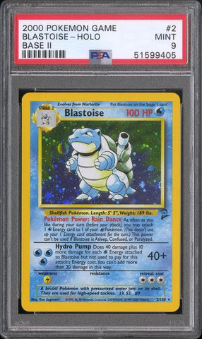 2000 POKEMON GAME BASE II #2 BLASTOISE-HOLO BASE II PSA 9 - 405