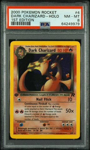 2000 POKEMON ROCKET #4 DARK CHARIZARD-HOLO 1ST EDITION PSA 8 - 979