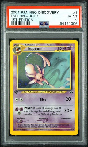 2001 POKEMON NEO DISCOVERY #1 ESPEON-HOLO 1ST EDITION PSA 9 - 006