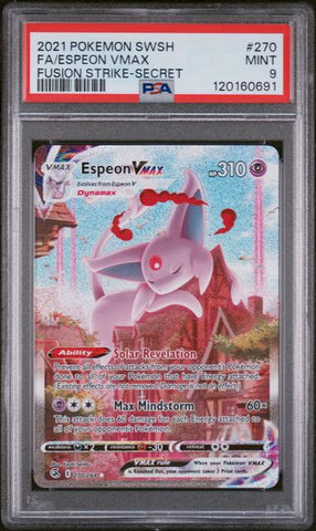 2021 POKEMON SWORD & SHIELD FUSION STRIKE #270 FA/ESPEON VMAX FUSION STRIKE-SECRET PSA 9 - 691