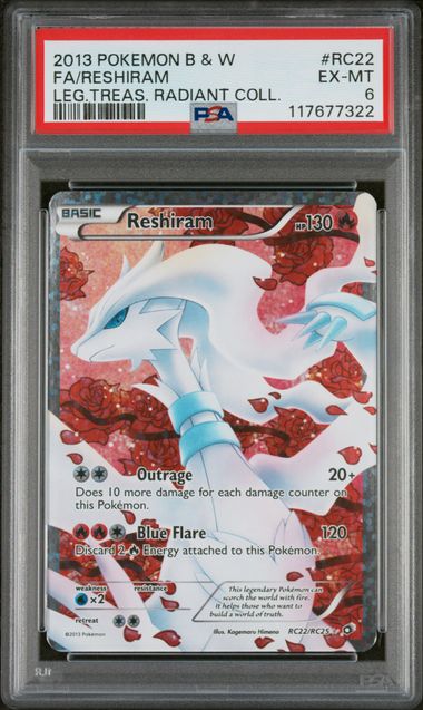 2013 POKEMON BLACK & WHITE FULL ART RESHIRAM LEGENDARY TREASURES