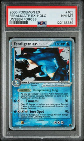 2005 POKEMON EX UNSEEN FORCES #103 FERALIGATR EX-HOLO UNSEEN FORCES PSA 8 - 239
