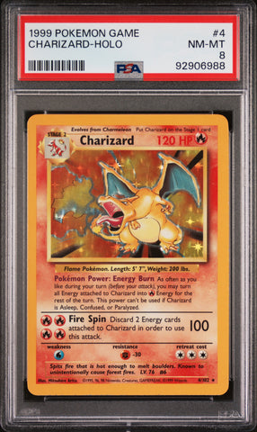 1999 POKEMON GAME CHARIZARD-HOLO #4 PSA 8 - 988