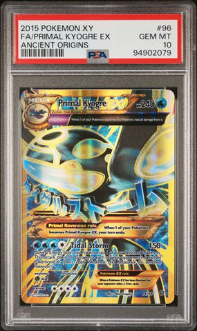 2015 POKEMON XY ANCIENT ORIGINS #96 FA/PRIMAL KYOGRE EX ANCIENT ORIGINS PSA 10 - 079