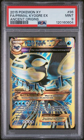 2015 POKEMON XY ANCIENT ORIGINS #96 FA/PRIMAL KYOGRE EX ANCIENT ORIGINS PSA 9 - 604
