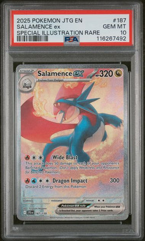 2025 POKEMON JTG EN-JOURNEY TOGETHER #187 SALAMENCE ex SPECIAL ILLUSTRATION RARE PSA 10 - 492