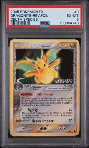 2005 POKEMON EX DELTA SPECIES #3 DRAGONITE-REV.FOIL DELTA SPECIES PSA 6 - 740