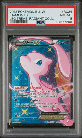 2013 POKEMON BLACK & WHITE FULL ART MEW EX LEGENDARY TREASURES RADIANT COLL. #RC24 PSA 8 - 298