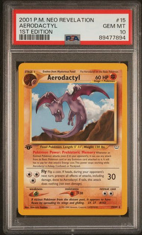2001 POKEMON NEO REVELATION #15 AERODACTYL 1ST EDITION PSA 10 - 894