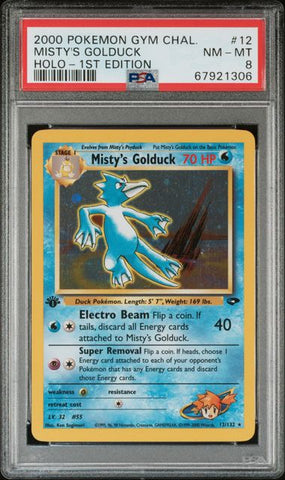 2000 POKEMON GYM CHALLENGE #12 MISTY'S GOLDUCK HOLO-1ST EDITION PSA 8 - 306