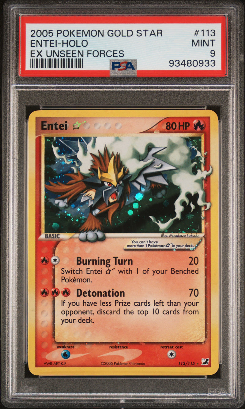 2005 POKEMON GOLD STAR ENTEI-HOLO EX UNSEEN FORCES