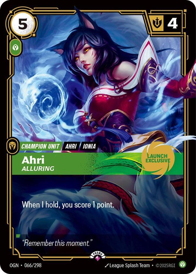 Ahri - Alluring (Launch Exclusive) - Riftbound Promotional Cards (PR)