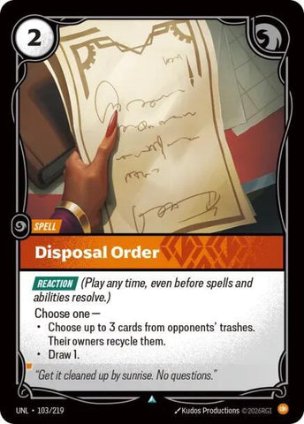 Disposal Order - Unleashed (UNL)