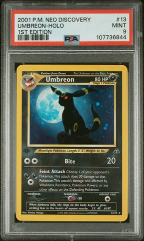 2001 POKEMON NEO DISCOVERY #13 UMBREON-HOLO 1ST EDITION PSA 9 - 844
