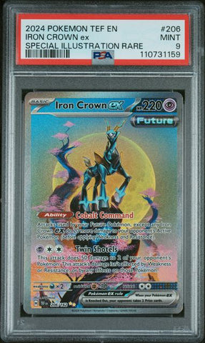 2024 POKEMON TEMPORAL FORCES IRON CROWN EX SPECIAL ILLUSTRATION RARE #206 PSA 9 - 159