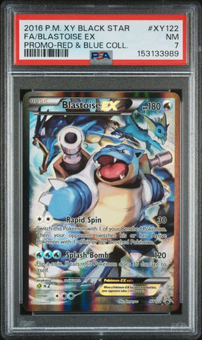 2016 POKEMON XY BLACK STAR PROMO #XY122 FA/BLASTOISE EX PROMO-RED & BLUE COLL. PSA 7 - 989