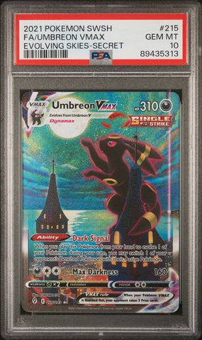 2021 POKEMON SWORD & SHIELD EVOLVING SKIES #215 FA/UMBREON VMAX EVOLVING SKIES-SECRET PSA 10 - 313