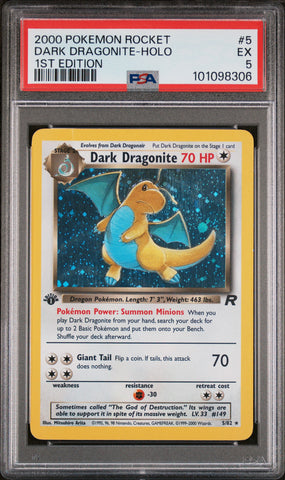 2000 POKEMON ROCKET DARK DRAGONITE - HOLO 1ST EDITION #5 PSA 5 - 306