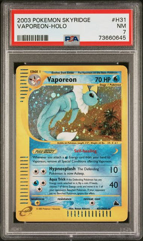 2003 POKEMON SKYRIDGE #H31 VAPOREON-HOLO PSA 7 - 645