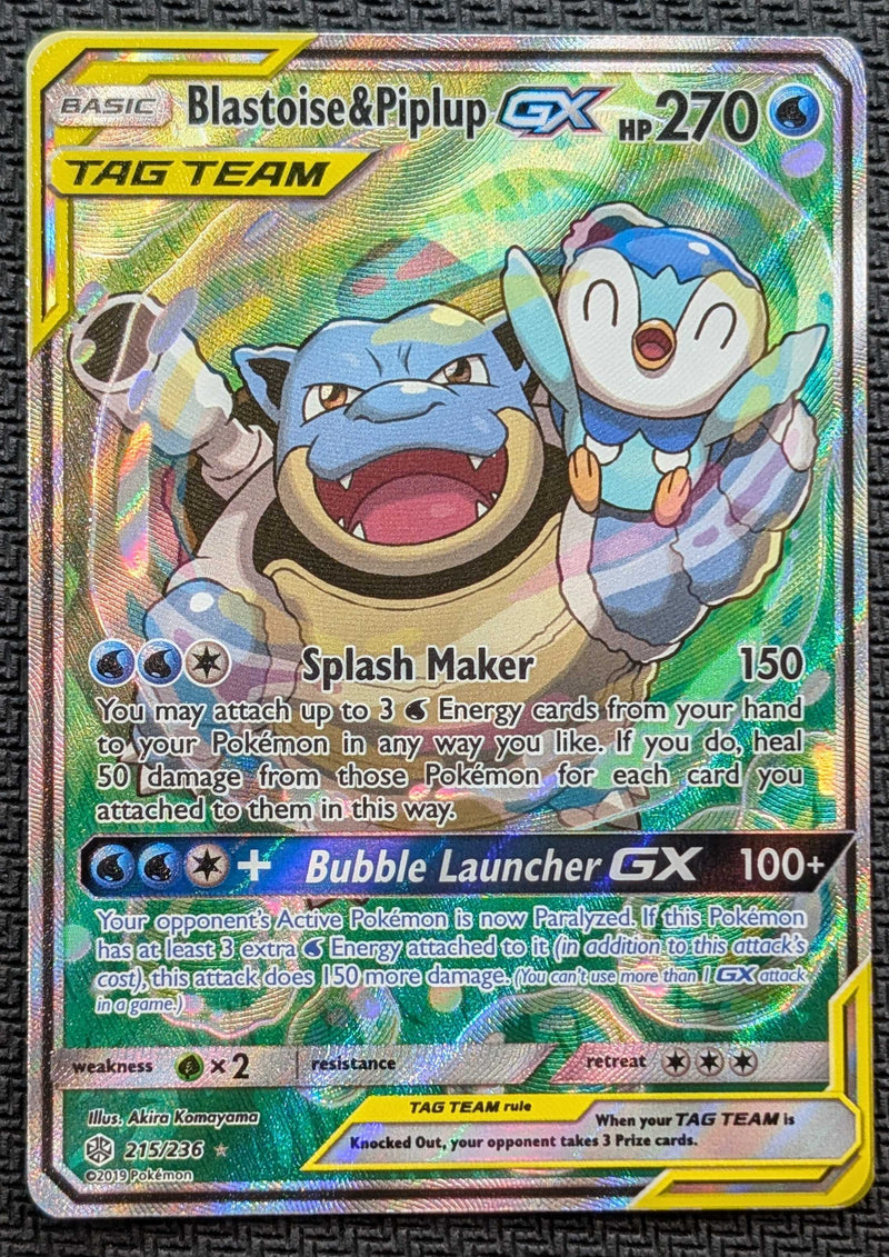 Blastoise & Piplup GX (215/236) [Sun & Moon: Cosmic Eclipse] SCAN