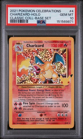 2021 POKEMON CELEBRATIONS CLASSIC COLLECTION #4 CHARIZARD-HOLO CLASSIC COLL-BASE SET PSA 10 - 871