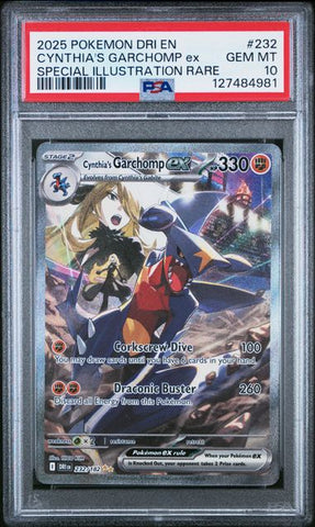 2025 POKEMON DRI EN-DESTINED RIVALS #232 CYNTHIA'S GARCHOMP ex SPECIAL ILLUSTRATION RARE PSA 10 - 981