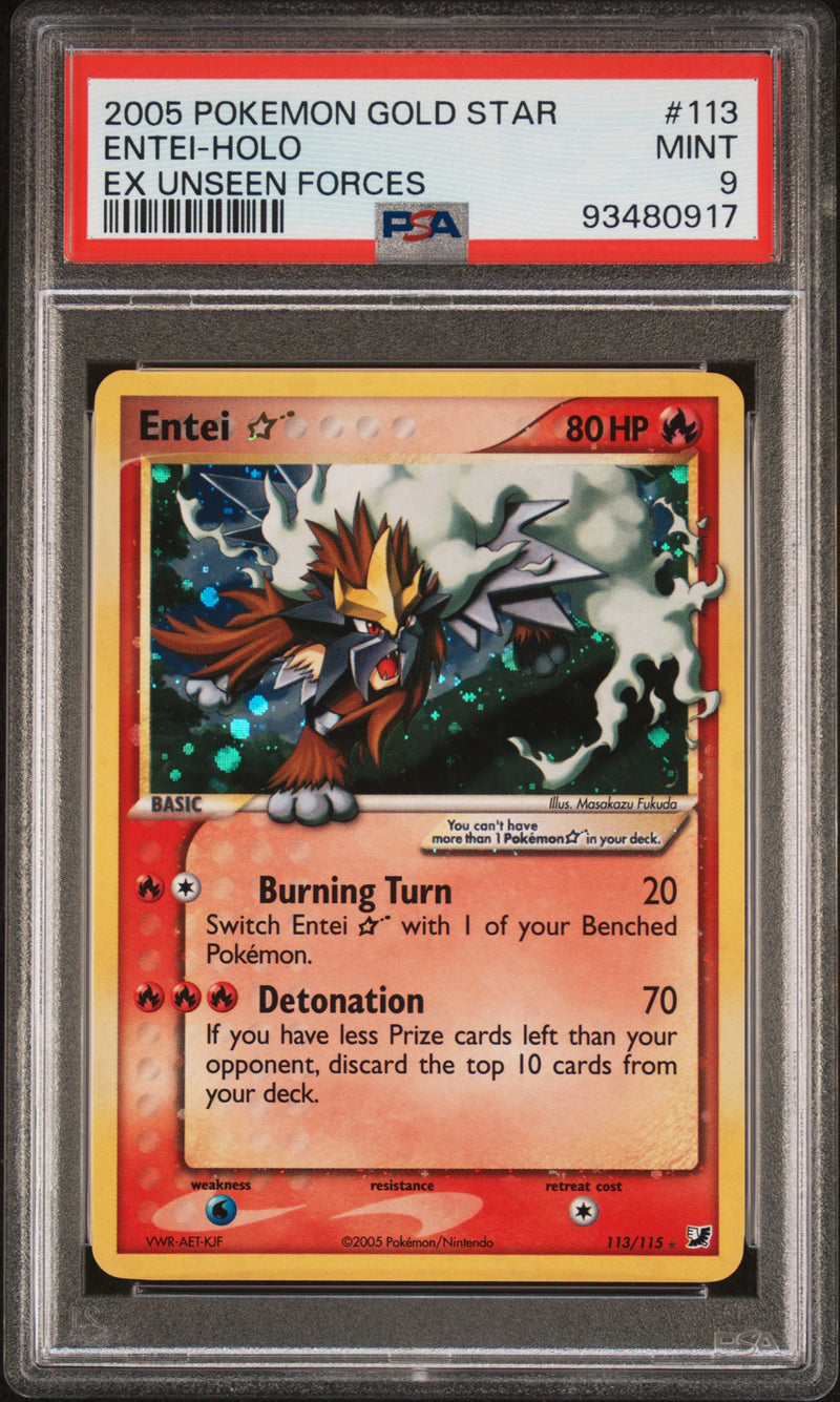 2005 POKEMON GOLD STAR ENTEI-HOLO EX UNSEEN FORCES