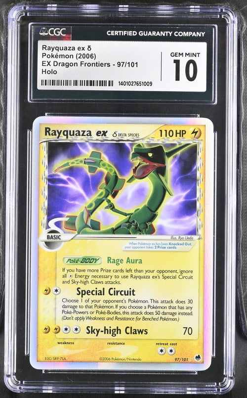 RAYQUAZA EX POKEMON 2006 EX DRAGON FRONTIERS 97/101 HOLO CGC 10 - 009