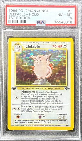 1999 POKEMON JUNGLE #1 CLEFABLE-HOLO 1ST EDITION PSA 8 - 318