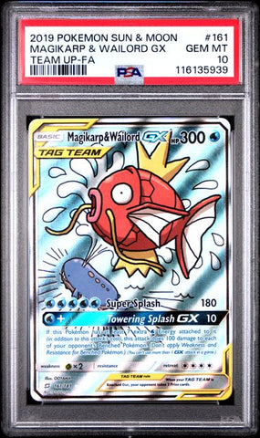 2019 POKEMON SUN & MOON TEAM UP #161 MAGIKARP & WAILORD GX TEAM UP-FA PSA 10 - 939