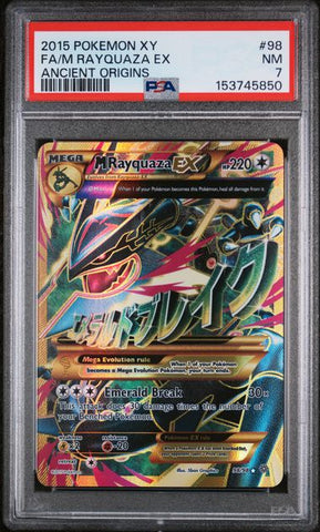 2015 POKEMON XY ANCIENT ORIGINS #98 FA/M RAYQUAZA EX ANCIENT ORIGINS PSA 7 - 850