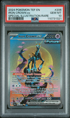 2024 POKEMON TEMPORAL FORCES IRON CROWN EX SPECIAL ILLUSTRATION RARE #206 PSA 10 - 321