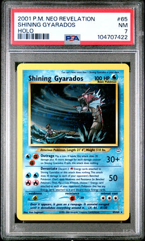 2001 P.M. NEO REVELATION SHINING GYARADOS HOLO #65 PSA 7 - 422