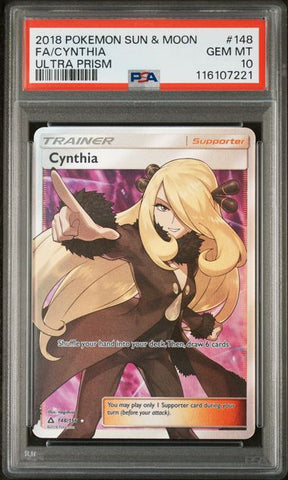 2018 POKEMON SUN & MOON ULTRA PRISM #148 FA/CYNTHIA ULTRA PRISM PSA 10 - 221