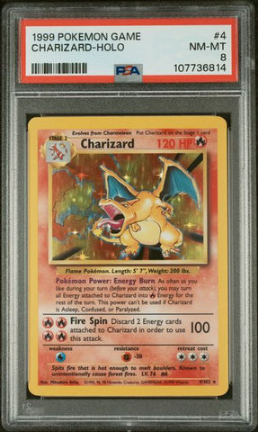 1999 POKEMON GAME CHARIZARD-HOLO #4 PSA 8 - 814