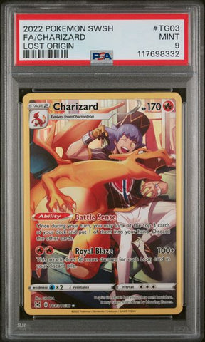 2022 POKEMON SWORD & SHIELD LOST ORIGIN #TG03 FA/CHARIZARD LOST ORIGIN PSA 9 - 332