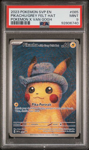 2023 POKEMON SVP EN-SV BLACK STAR PROMO #085 PIKACHU/GREY FELT HAT POKEMON X VAN GOGH PSA 9 - 740