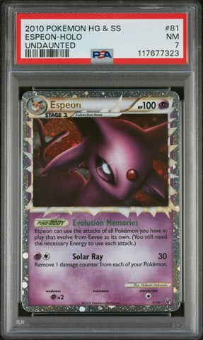 2010 POKEMON HEART GOLD & SOUL SILVER ESPEON - HOLO UNDAUNTED #81 PSA 7 - 323