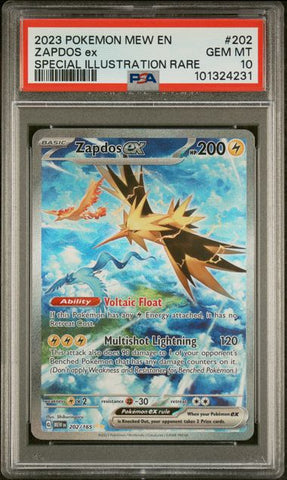 2023 POKEMON MEW EN-151 #202 ZAPDOS ex SPECIAL ILLUSTRATION RARE PSA 10 - 231