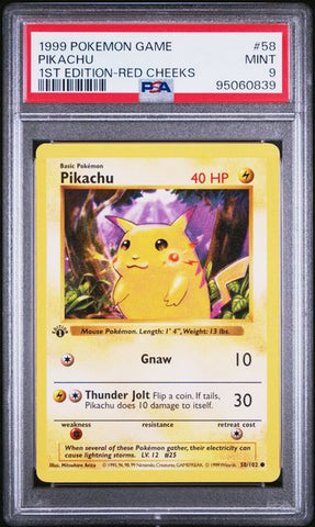 1999 POKEMON GAME #58 PIKACHU 1ST EDITION-RED CHEEKS PSA 9 - 839