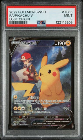 2022 POKEMON SWORD & SHIELD LOST ORIGIN #TG16 FA/PIKACHU V LOST ORIGIN PSA 9 - 209