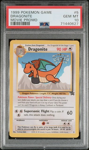 1999 POKEMON GAME MOVIE #5 DRAGONITE MOVIE PROMO PSA 10 - 627